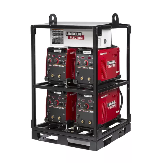 Black and red LINCOLN Welder Rack, 450 Amps, 4 Pack